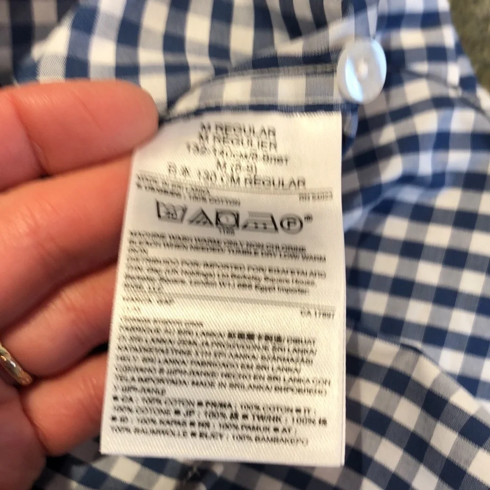 GAP Kids Blue and white checkered gingham shirt size medium